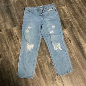 Light wash distress denim